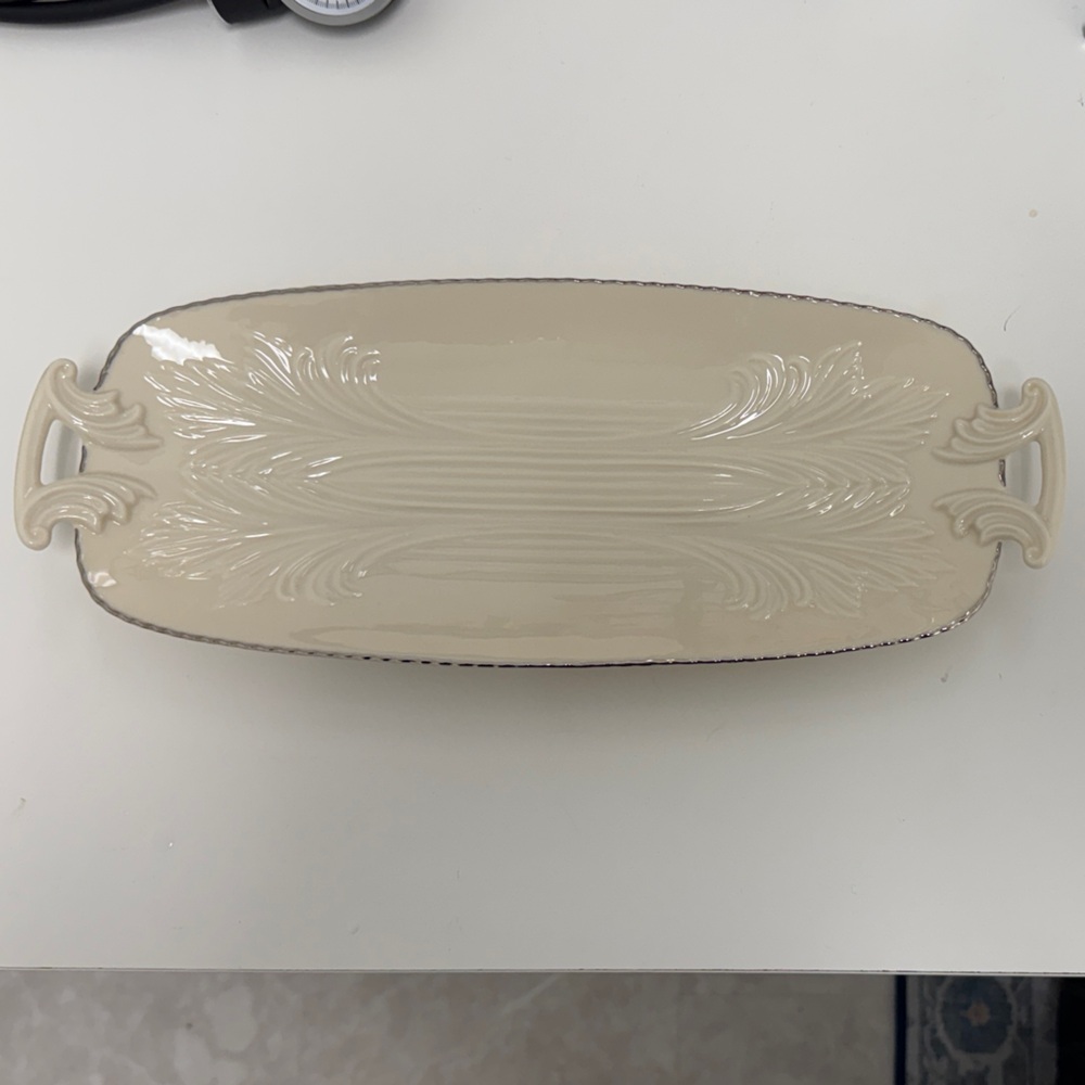 Vintage Lenox Elegant Cream and Platinum Celery Tray